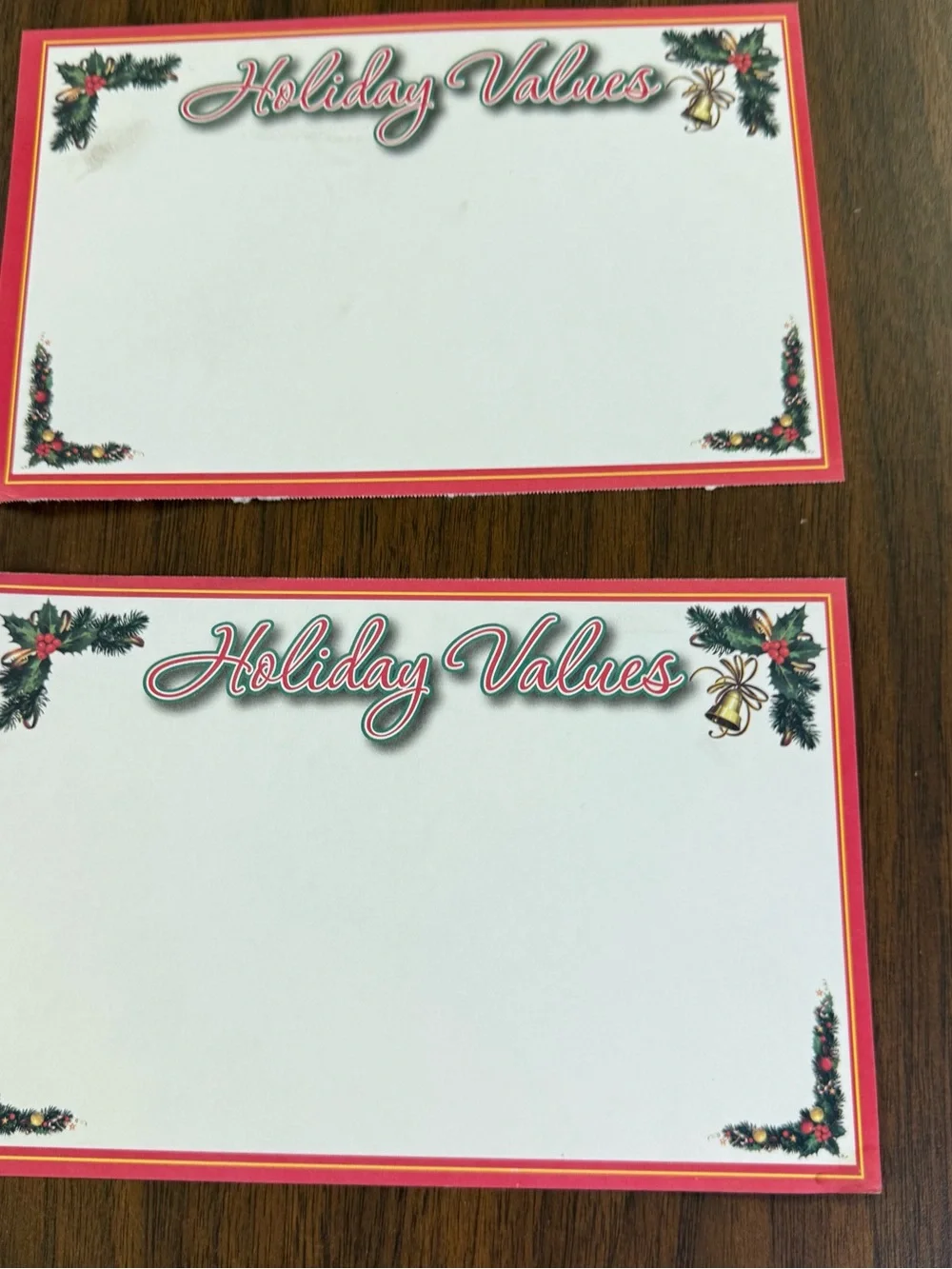 Holiday Values Red and Green Christmas Party Signs - Unbranded